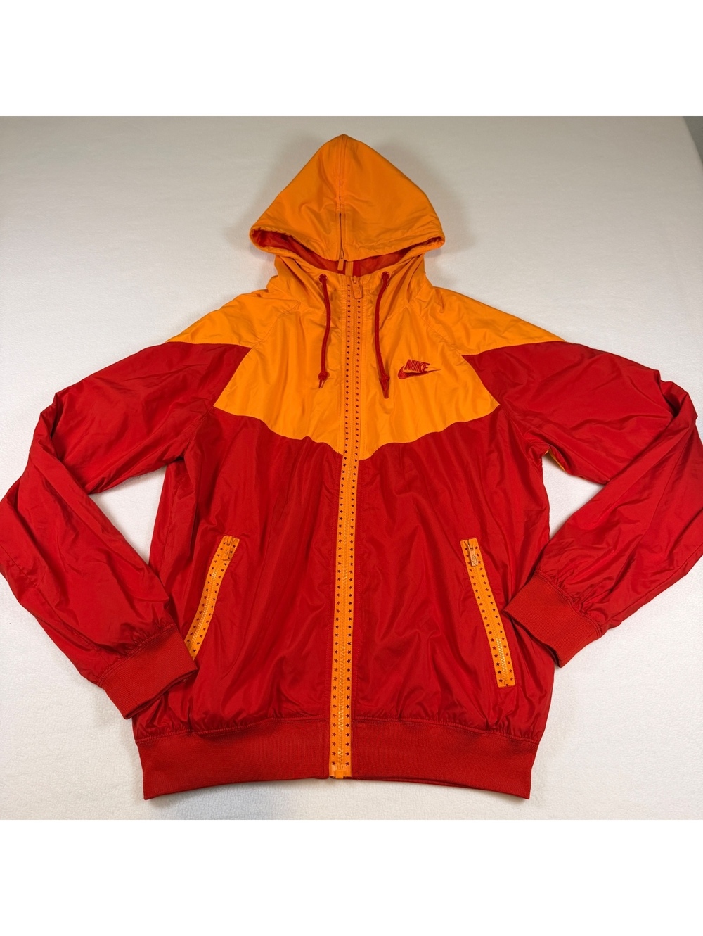 Nike Windrunner Hooded Windbreaker Jacket Red Orange Small